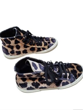 Superga Womens Designer Velvet Leopard Print High Top Sneakers - Size 8.5